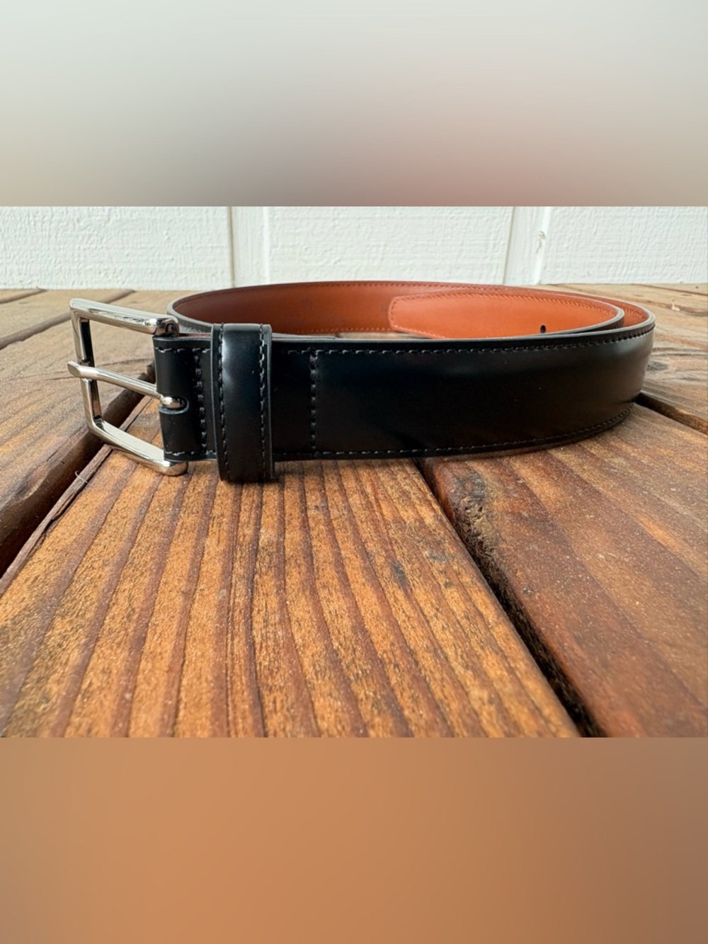 Brooks Brothers Black Leather Belt size 30 NWT